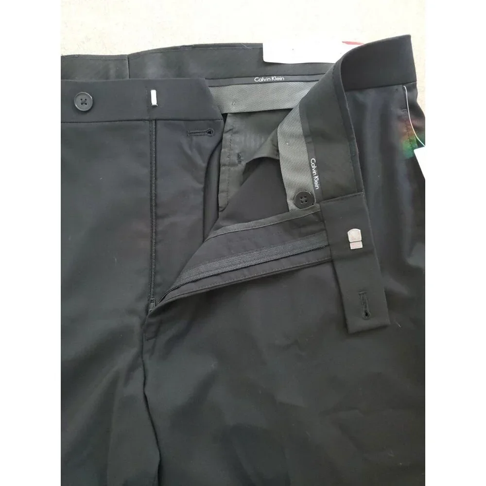Calvin Klein Mens Black Slim-Fit Performance Dress Pants Size 36W 32L - Picture 6 of 11